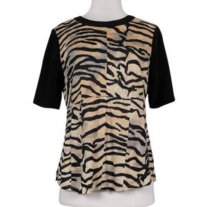 Rebecca Taylor | Silk & Linen Zebra Peplum Top 8